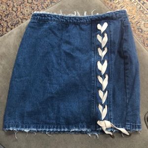 Denim Lace Up Mini Skirt